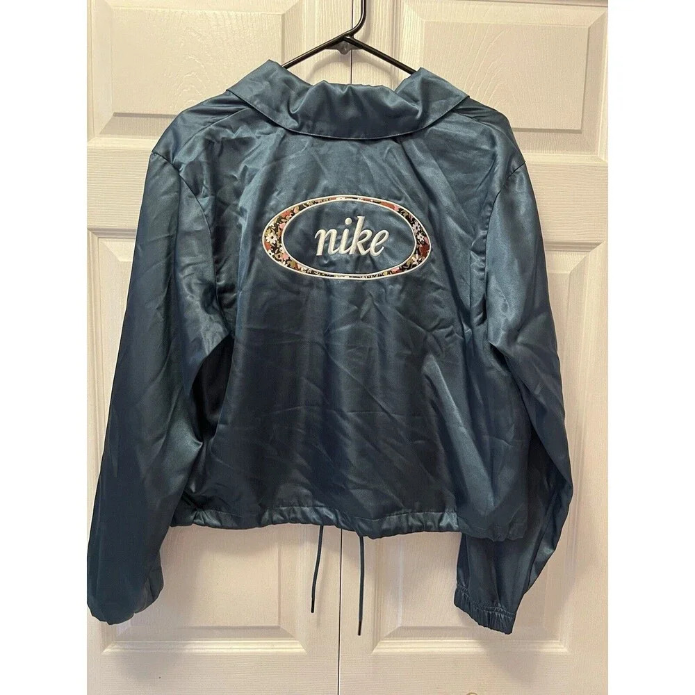 Nike Jacket Womens NSW Sportswear Satin CU5351-058 SZ Medium GREEN - Picture 6 of 6